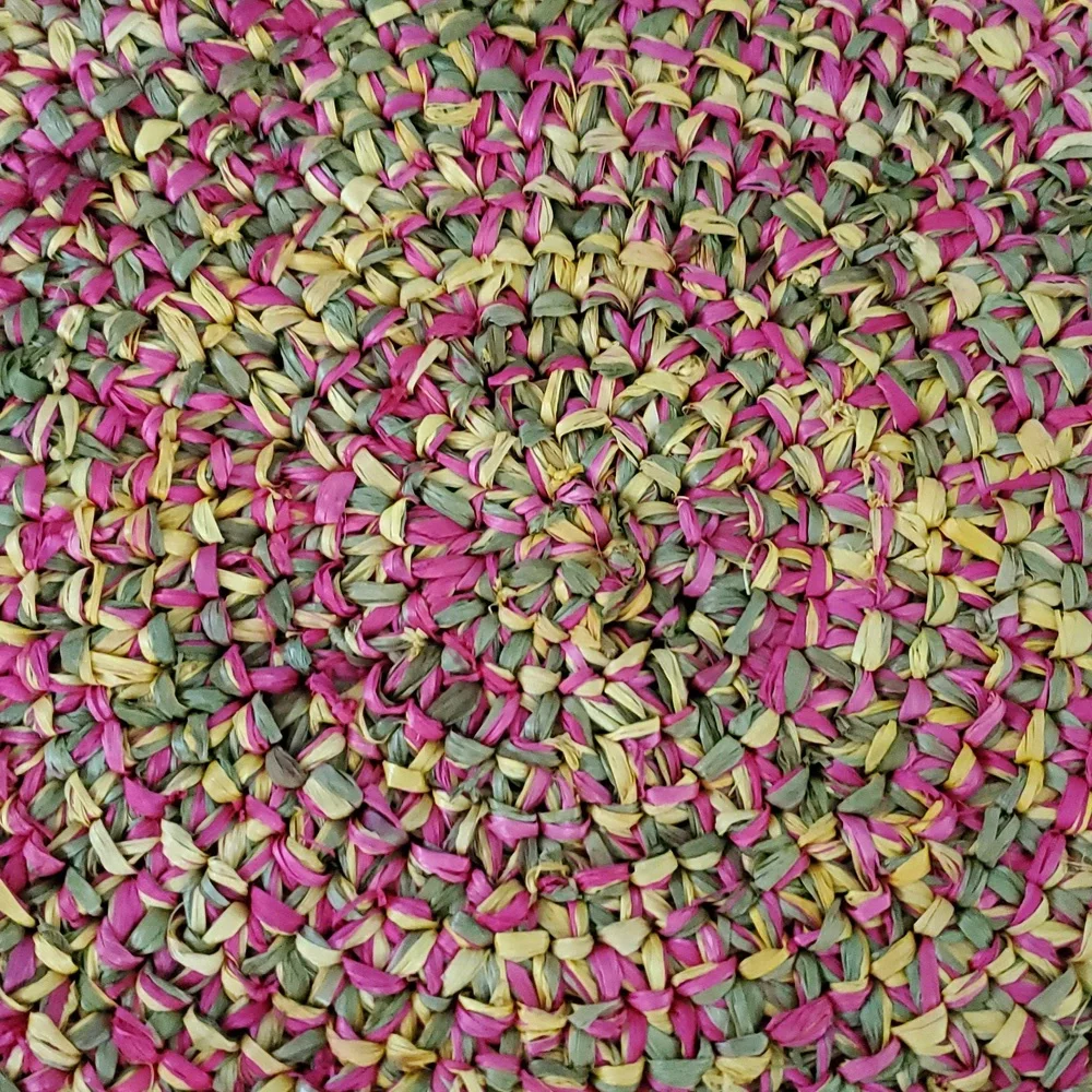 Colorful Woven Pink Green Yellow 3 Placemats Set